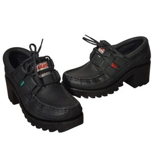 Kickers Black Platform Chunky Y2K Shoes Size 39  Chunky Loafers 90s